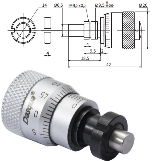 Головка 0-13мм микрометрическая с большим диаметром корпуса барабана 4833-8130 Dasqua