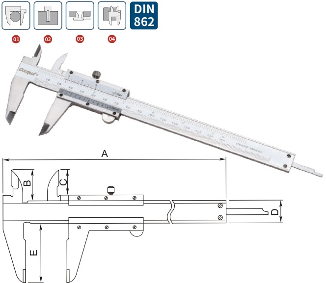 Штангенциркуль 0-150мм/0-6&quot; 0,05/1/128&quot; нониусный 1110-3115 Dasqua
